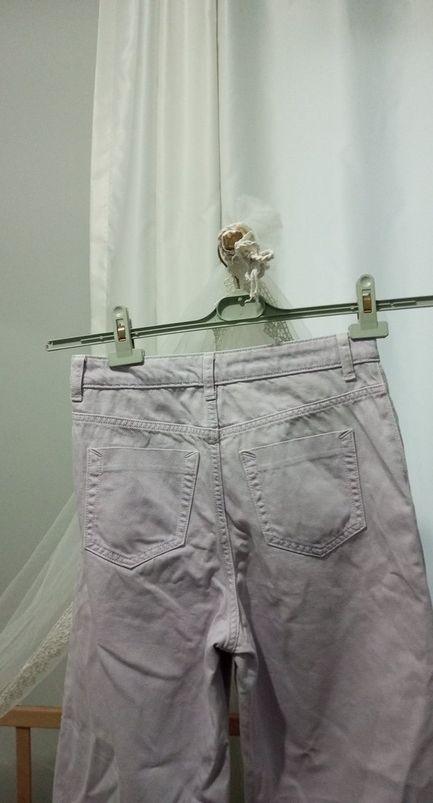 lila Renkli Rahat Kesim Kadın Kot Pantolon - Görsel 5