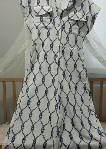 Düğmeli Nakışlı Bohem Uzun Elbise - Görsel 2