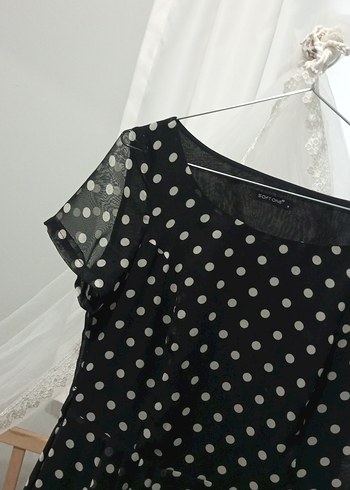 Siyah Puantiyeli Midi Vintage Elbise - Görsel 3