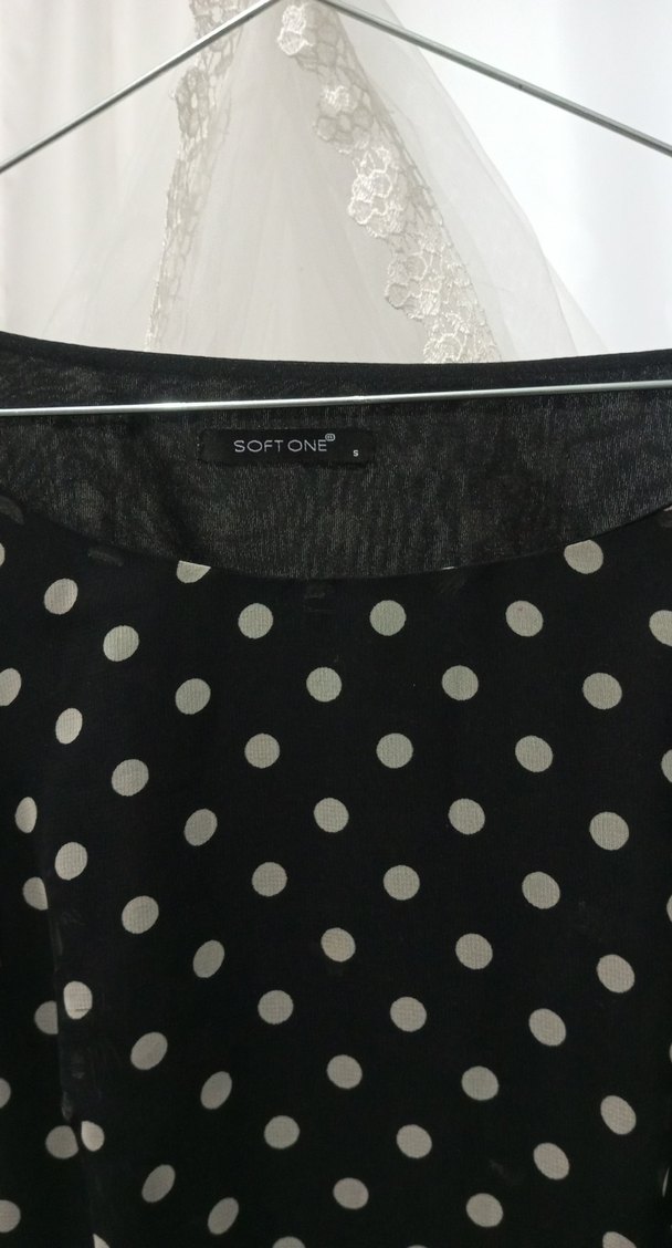 Siyah Puantiyeli Midi Vintage Elbise - Görsel 2