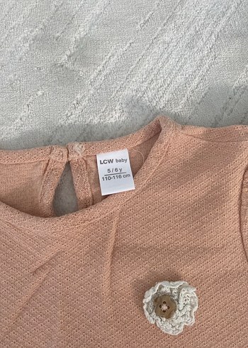 Kız Çocuk Bej Kısa Kollu Basic Tişört - Görsel 2