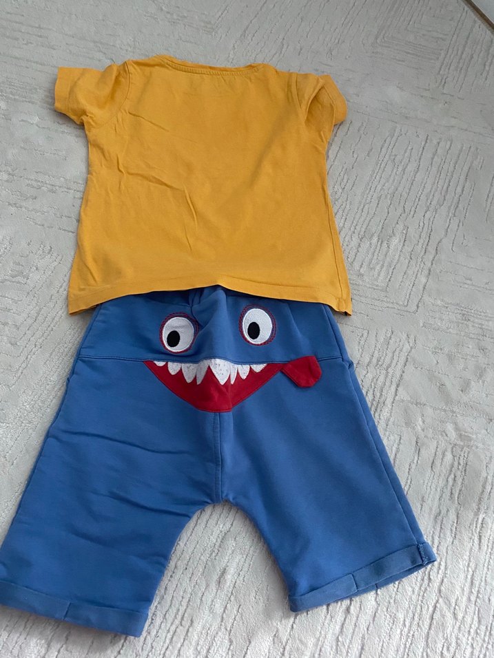 Sarı Renkli Biker Desenli Bebek Takımı - Görsel 2