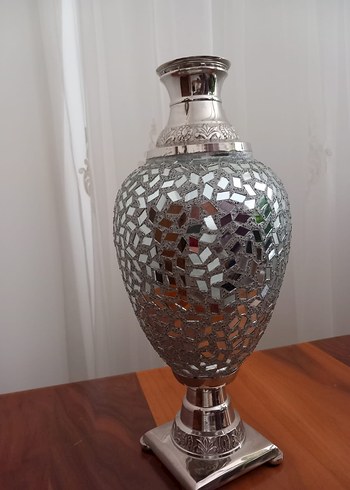 Gri Mozaik Desenli Dekoratif Vazo