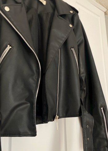 Siyah Kadın Deri Biker Ceket