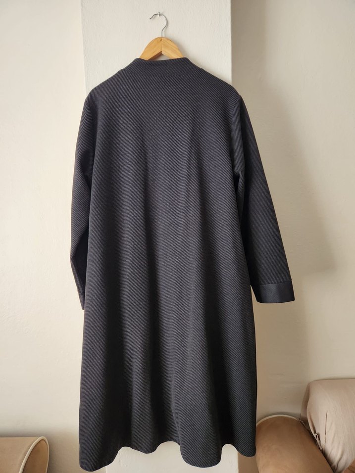 Fermuarlı Gri Kadın Uzun Mevsimlik Pardösü - Görsel 2