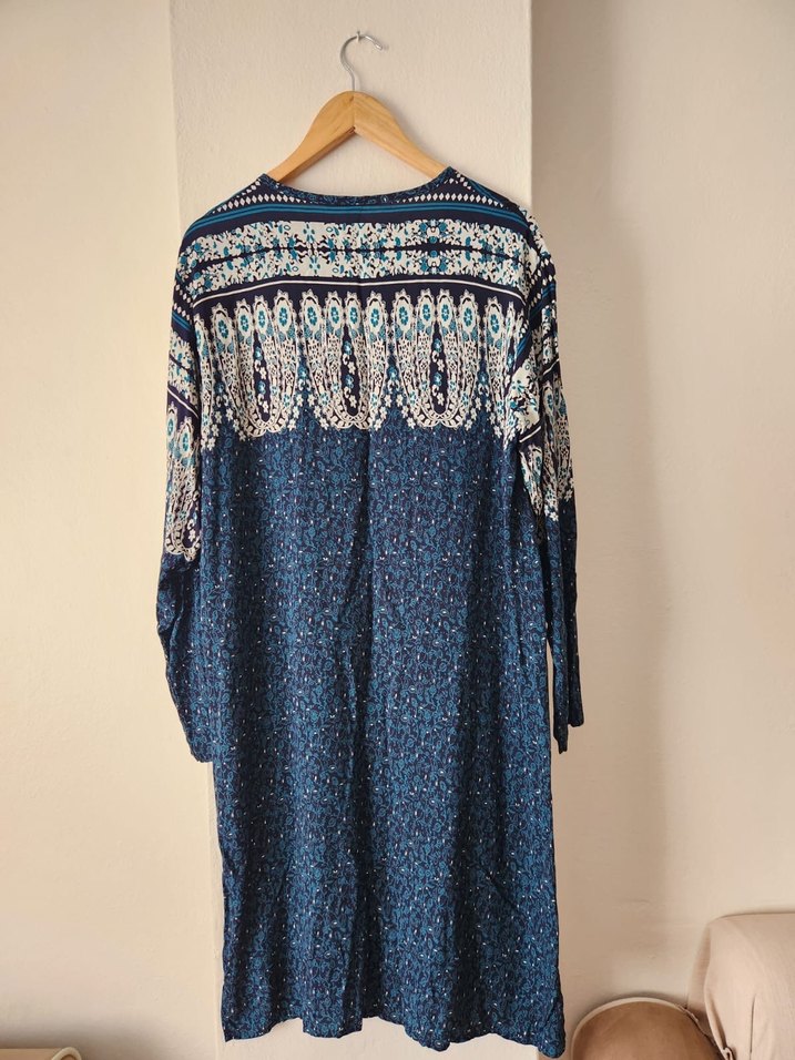 Çiçek Desenli Uzun Kollu Lacivert Tunik - Görsel 2