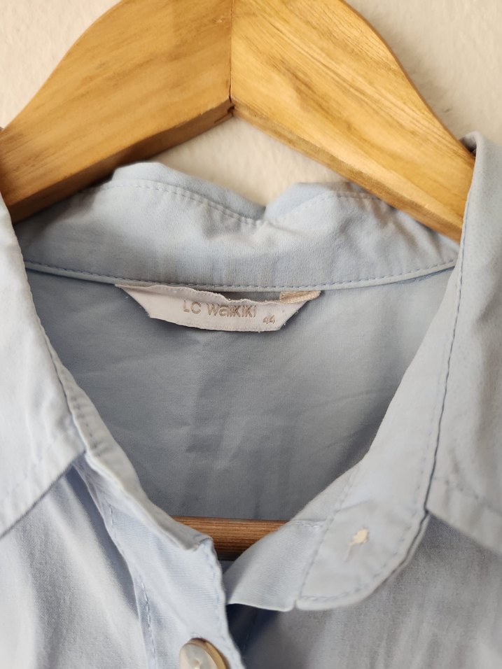 Mavi Düğmeli Uzun Kollu Gömlek - Görsel 3