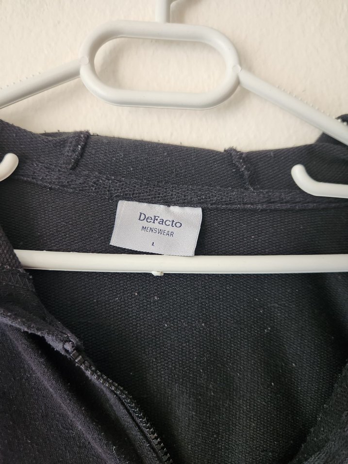 Erkek Siyah Fermuarlı Kapüşonlu Hırka - Görsel 3