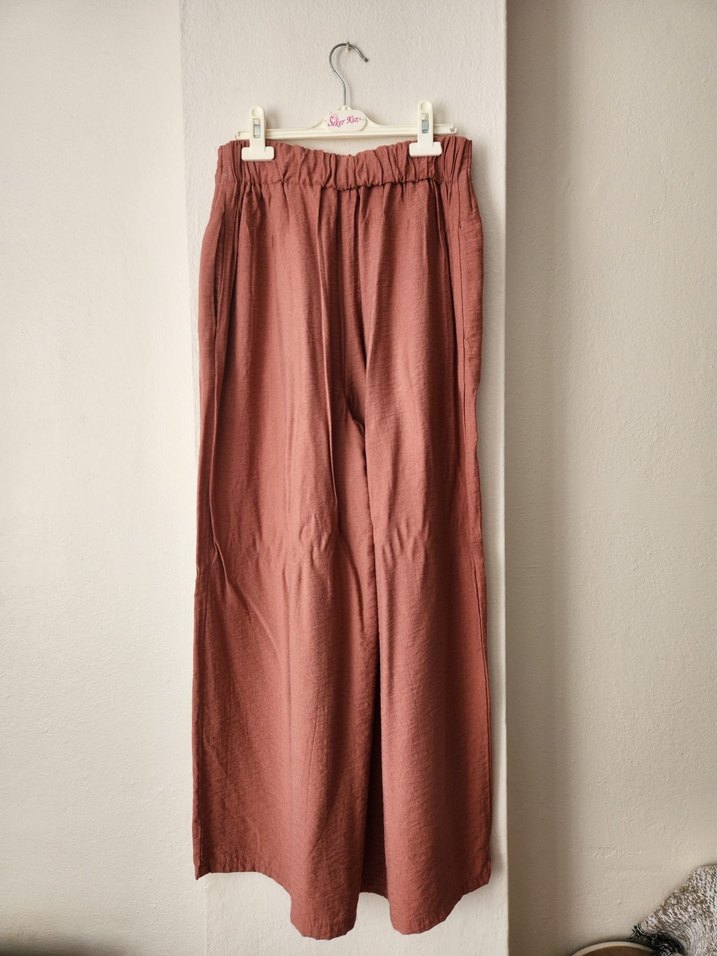 Kadın Kiremit Keten Pantolon - Görsel 2