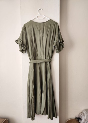 Düğmeli Haki Kadın Elbise - Görsel 2