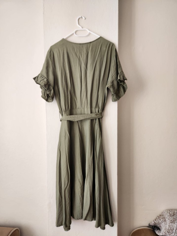 Düğmeli Haki Kadın Elbise - Görsel 2