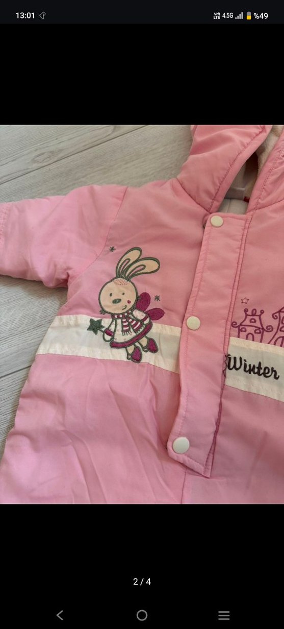 Kapüşonlu Pembe Bebek Tulumu - Görsel 3