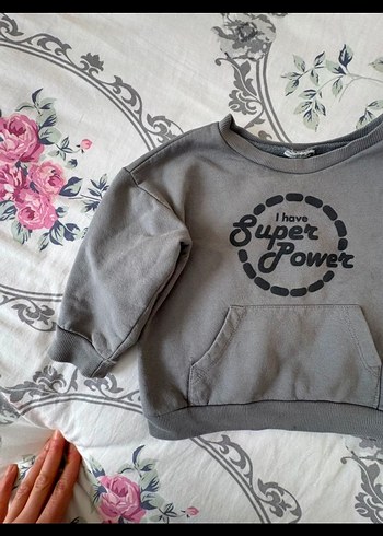 Gri Erkek Çocuk Sweatshirt Bisiklet Yaka - Görsel 2