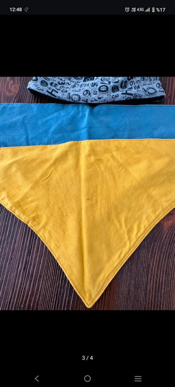 Baskılı Gri Bere ve Renkli Üçgen yakalık Seti - Görsel 3