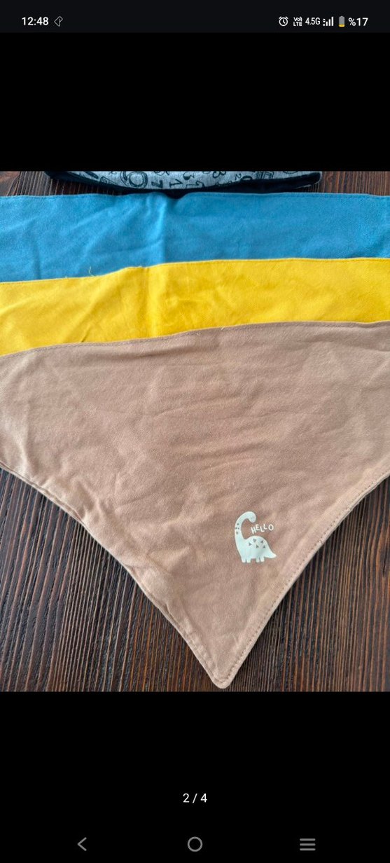 Baskılı Gri Bere ve Renkli Üçgen yakalık Seti - Görsel 2