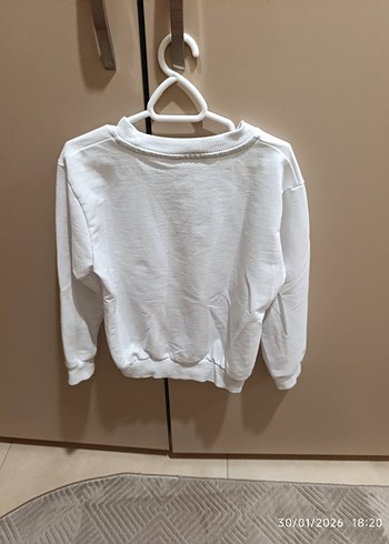 Beyaz Baskılı Kız Sweatshirt - Görsel 2
