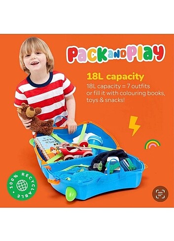 Trunki Çocuk Bavulu - Mavi Terrance/ yaş 3+ - Görsel 10