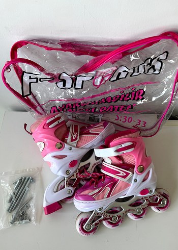 Çocuk Ayarlanabilir 2+2 Işıklı Metal Alıştırma Paten 30-33 - Görsel 5