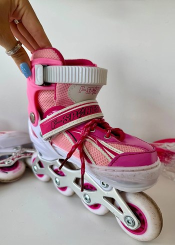 Çocuk Ayarlanabilir 2+2 Işıklı Metal Alıştırma Paten 30-33 - Görsel 4