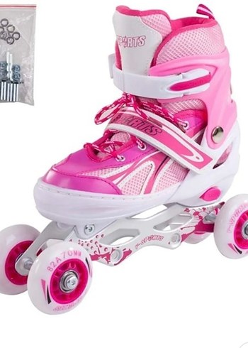 Çocuk Ayarlanabilir 2+2 Işıklı Metal Alıştırma Paten 30-33 - Görsel 8