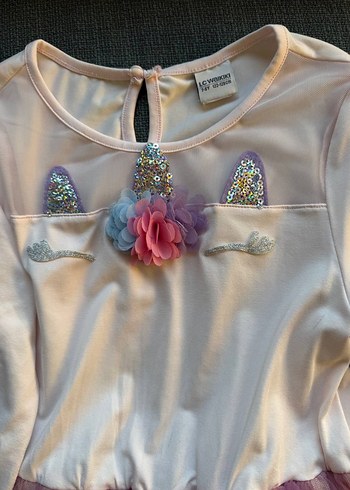 Kız Çocuk Unicorn Uzun Kollu Renkli Elbise - Görsel 6