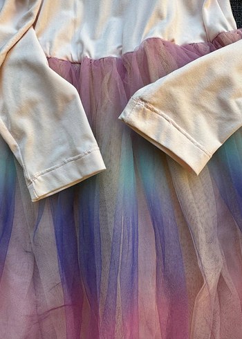 Kız Çocuk Unicorn Uzun Kollu Renkli Elbise - Görsel 5