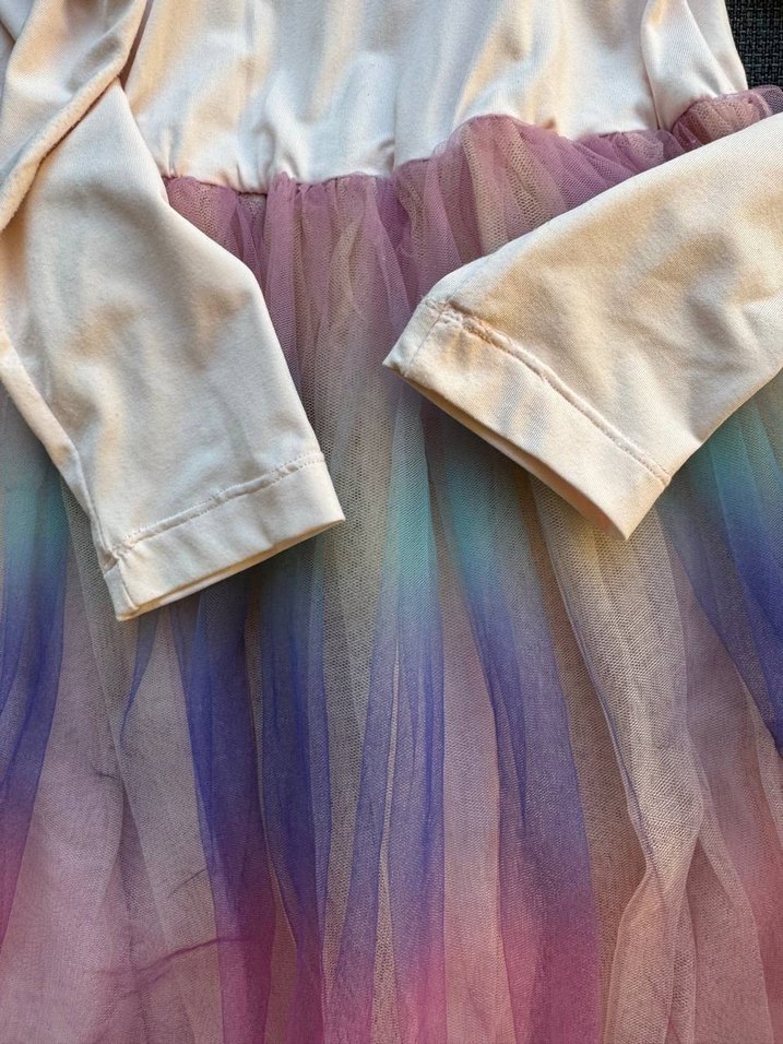 Kız Çocuk Unicorn Uzun Kollu Renkli Elbise - Görsel 5