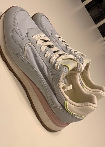 Beyaz Platform Topuklu Kadın Spor Ayakkabı - Görsel 3