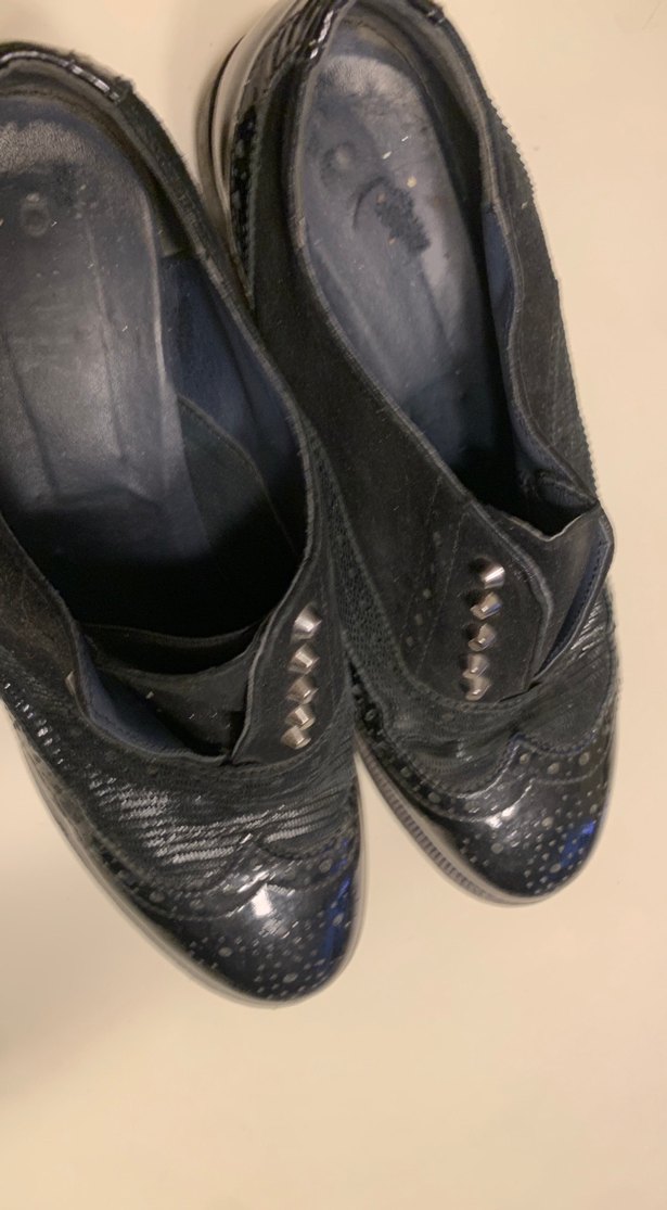 Siyah Deri  Gotik Kadın Oxford Ayakkabı - Görsel 5