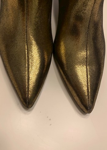 Altın Renkli Deri Stiletto Şık Hiç Kullanılmamış Zara Kadın Bot - Görsel 11