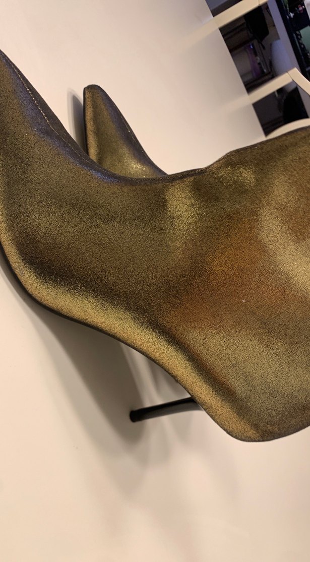 Altın Renkli Deri Stiletto Şık Hiç Kullanılmamış Zara Kadın Bot - Görsel 5