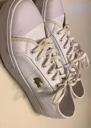 Beyaz Kadın Sneakers - Düz Tabanlı, Bağcıklı - Görsel 2