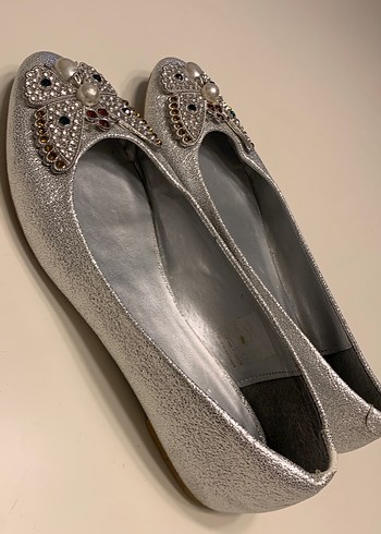 İnci Detaylı Gri Kadın Dolgu Topuklu Babet - Görsel 5
