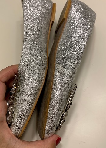 İnci Detaylı Gri Kadın Dolgu Topuklu Babet - Görsel 9