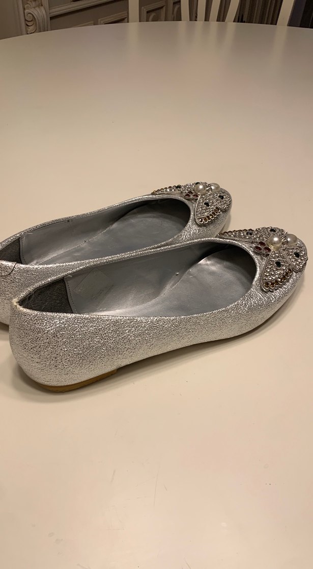 İnci Detaylı Gri Kadın Dolgu Topuklu Babet - Görsel 4