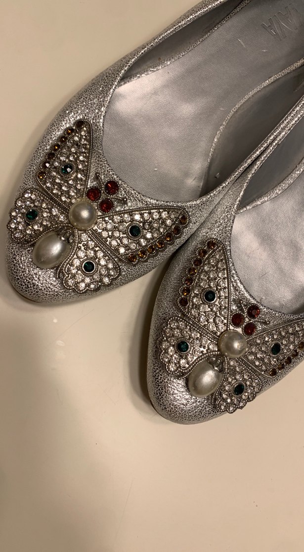 İnci Detaylı Gri Kadın Dolgu Topuklu Babet - Görsel 3