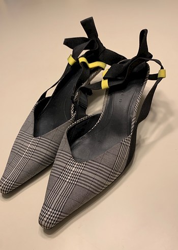 Sarı Bantlı Gri Yılan Desenli Stiletto - Görsel 11