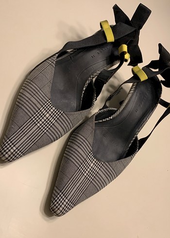 Sarı Bantlı Gri Yılan Desenli Stiletto - Görsel 8