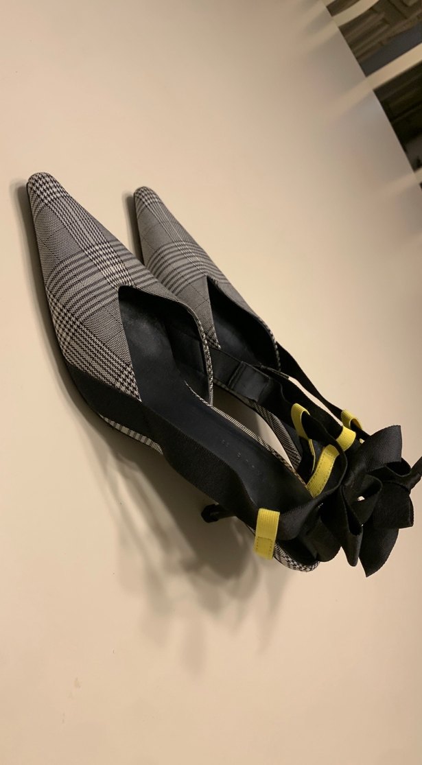 Sarı Bantlı Gri Yılan Desenli Stiletto - Görsel 5