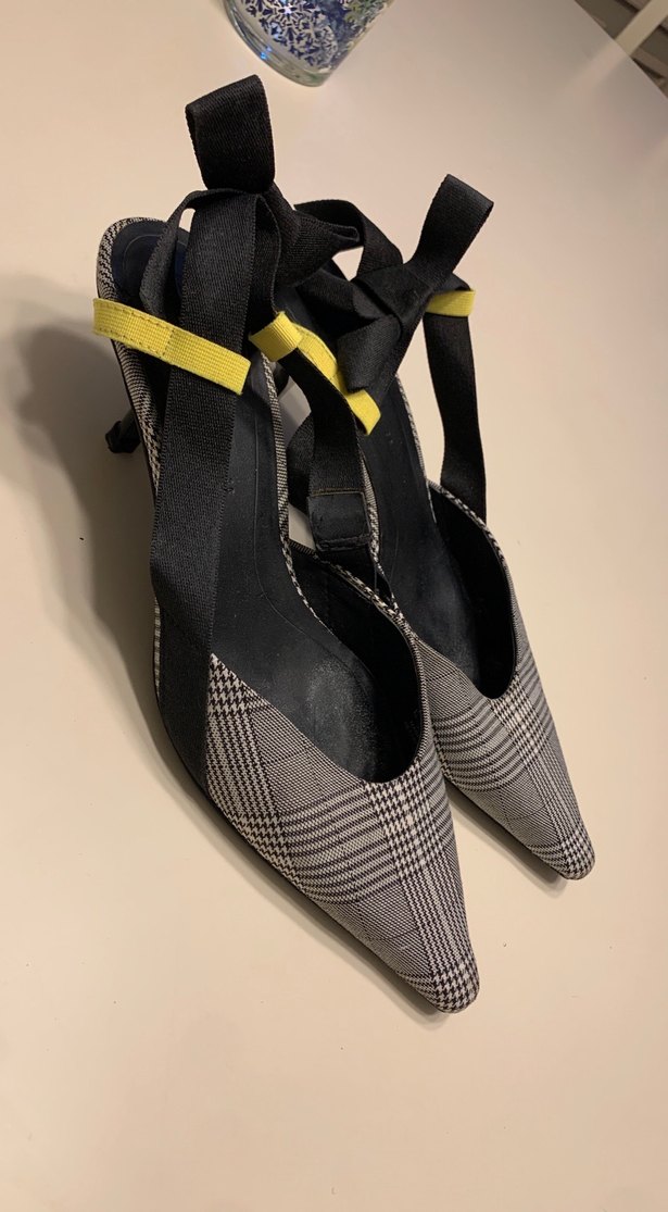 Sarı Bantlı Gri Yılan Desenli Stiletto - Görsel 3