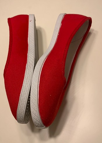 Kırmızı Düz Taban Kadın Günlük Ayakkabı Babet - Görsel 6