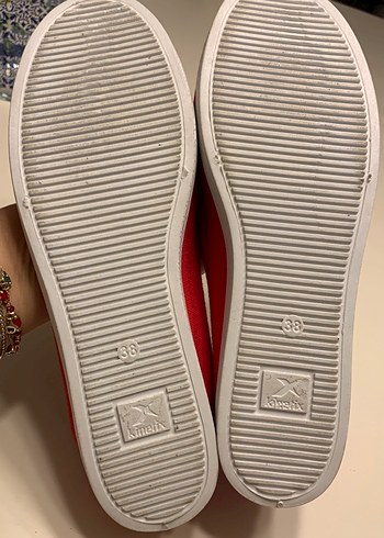 Kırmızı Düz Taban Kadın Günlük Ayakkabı Babet - Görsel 4