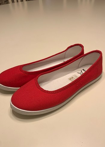 Kırmızı Düz Taban Kadın Günlük Ayakkabı Babet - Görsel 5