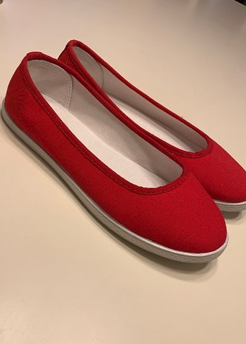 Kırmızı Düz Taban Kadın Günlük Ayakkabı Babet - Görsel 2