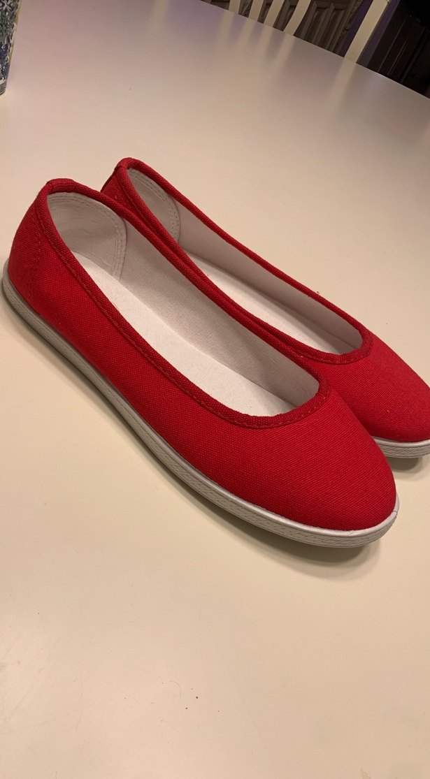Kırmızı Düz Taban Kadın Günlük Ayakkabı Babet - Görsel 2