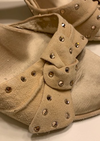 Bej Süet Stiletto Topuklu Kadın Abiye Ayakkabı - Görsel 10