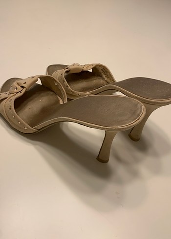 Bej Süet Stiletto Topuklu Kadın Abiye Ayakkabı - Görsel 5