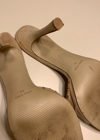 Bej Süet Stiletto Topuklu Kadın Abiye Ayakkabı - Görsel 11