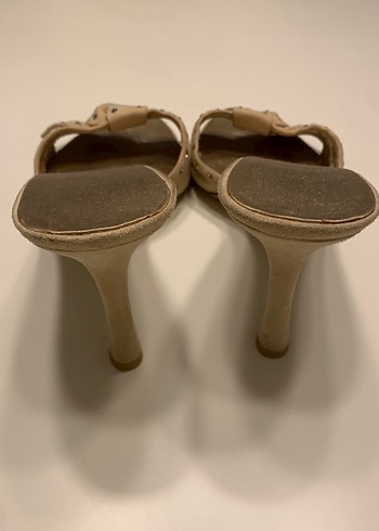 Bej Süet Stiletto Topuklu Kadın Abiye Ayakkabı - Görsel 4