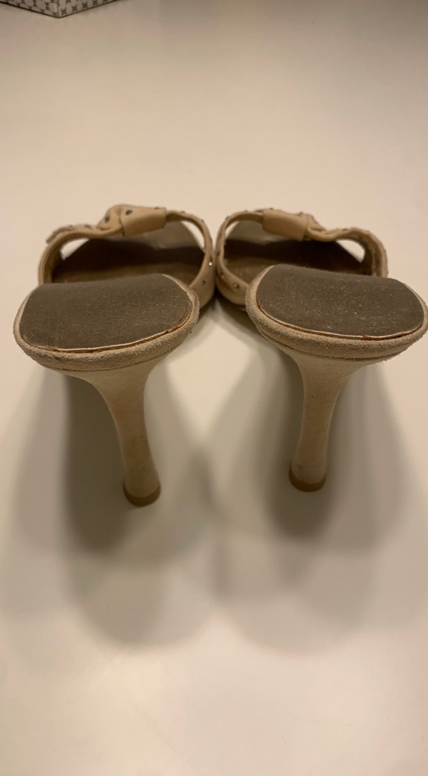 Bej Süet Stiletto Topuklu Kadın Abiye Ayakkabı - Görsel 4